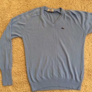 Vintage Izod/Lacoste Men's blue V neck sweater L